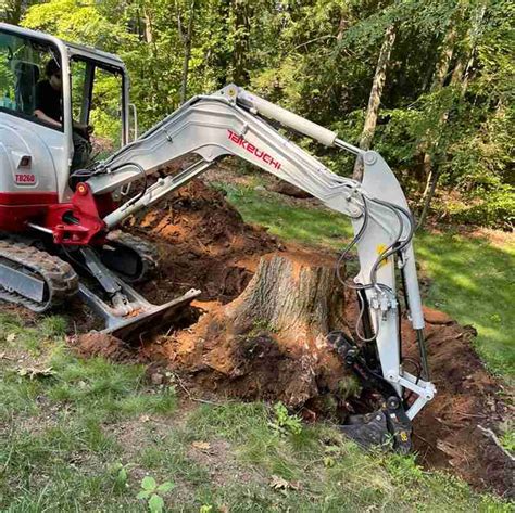 stump removal with excavator